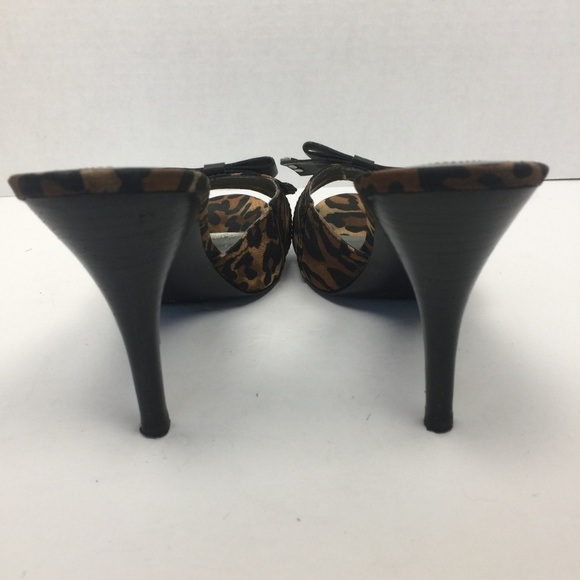 GUESS Adella Animal Print Cheetah Heels Bow 7.5M - Picture 4 of 6